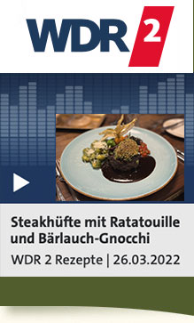Lars Weinold auf WDR 2 - Ein Rezept vom Gutshof Wellenbad zum Nachkochen – Steakhüfte mit Ratatuille und Barlauch-Gnocchi